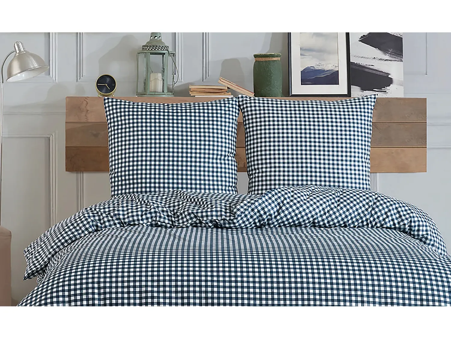 Blanc avenue Ropa De Cama^Juego de funda de edredón 140x200 cm+ 1 FA 65x65 cm 100% algodón Azul