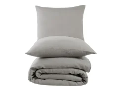 Juego de funda de edredón + 2 fundas de almohada de gasa de algodón-Gris