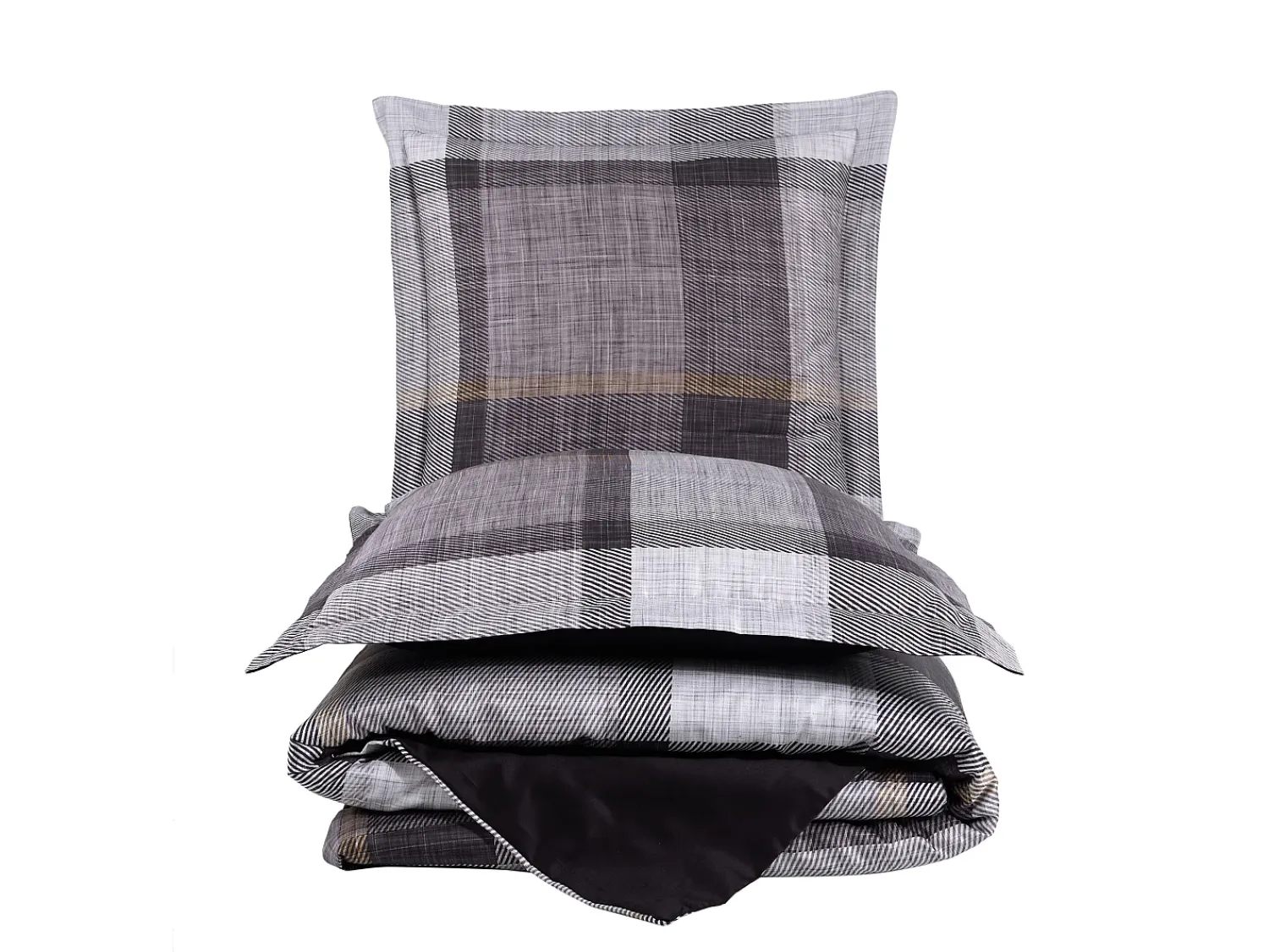 Hot Blanc avenue Juego de funda de edredón 240x220 cm+ 2 fundas de almohada 63x63cm de satén de algodón "Dunloe" Negro