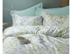 Juego de funda de edredón 240x220 cm+ 2 fundas de almohada 63x63cm de satén de algodón "Occale green"