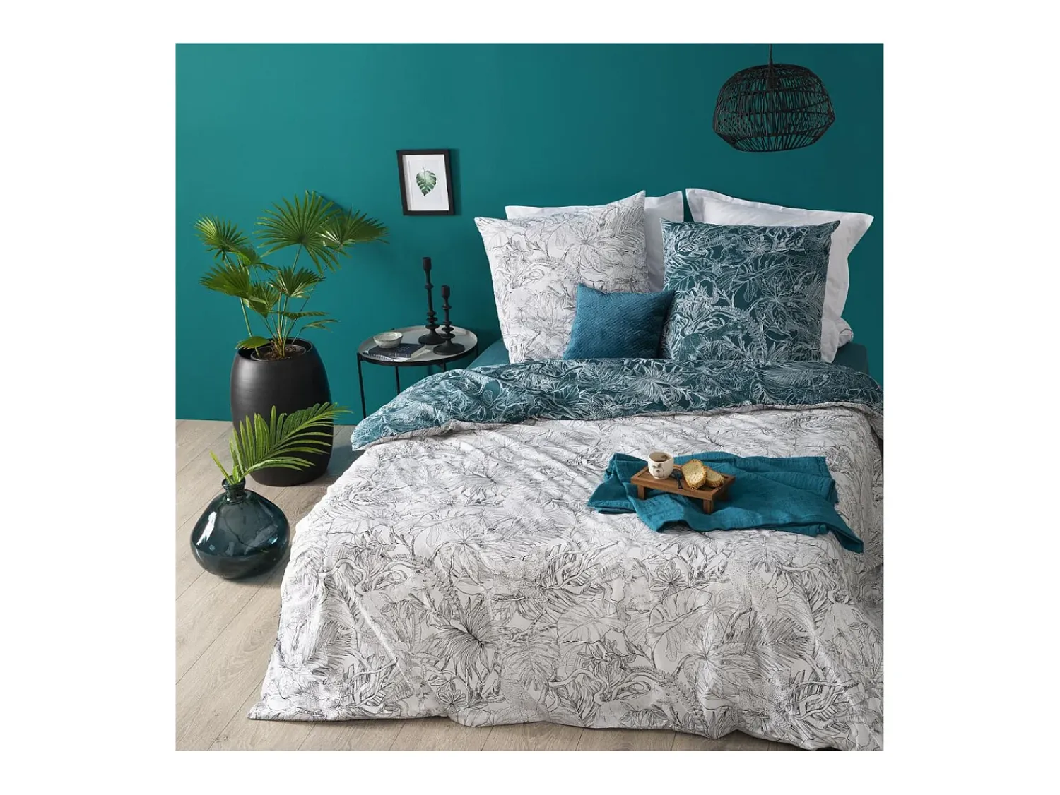 Atmosphera Ropa De Cama^Juego de funda nórdica reversible "Jungle" 260 x 240 cm Gris