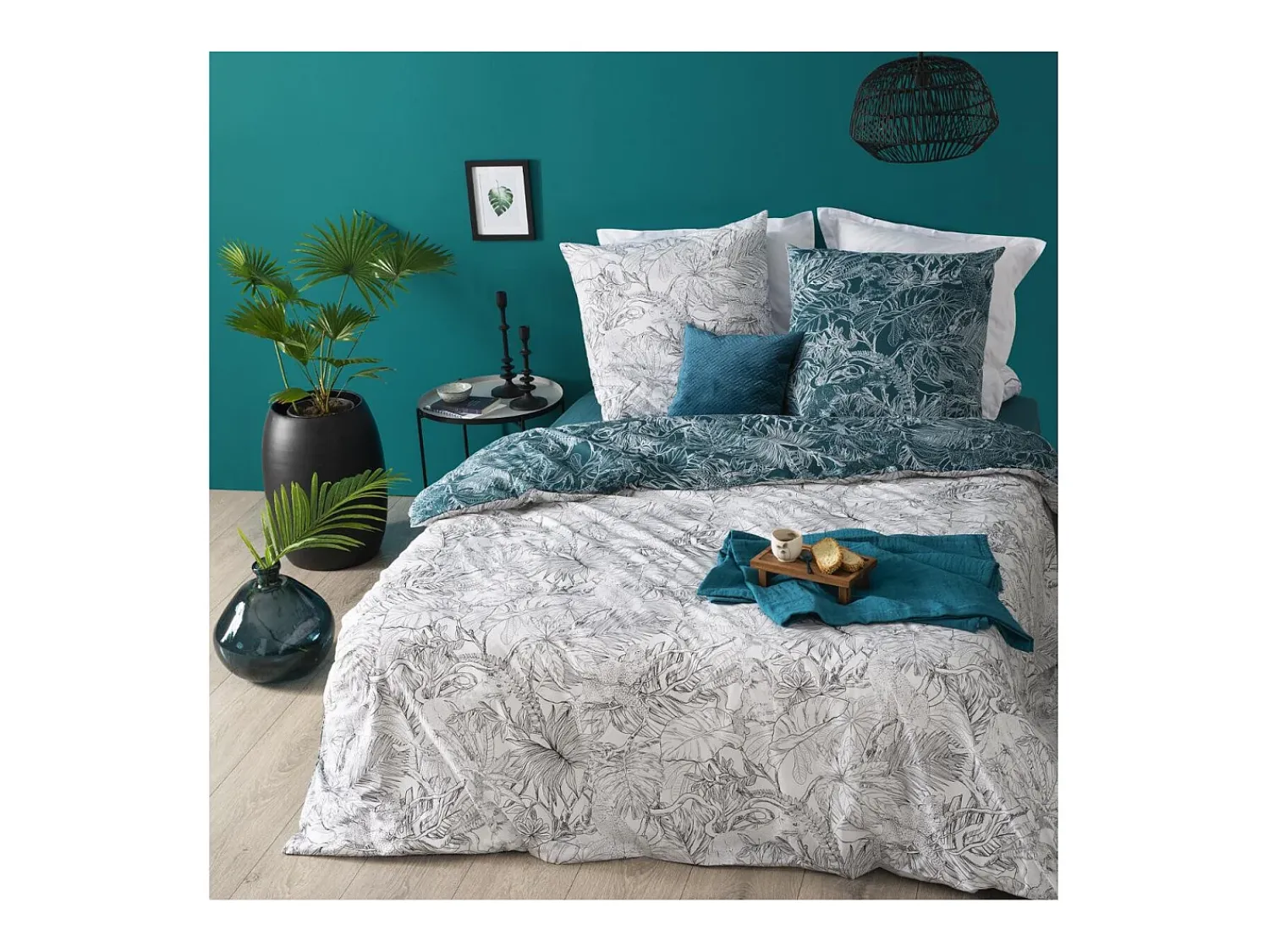 Atmosphera Ropa De Cama^Juego de funda nórdica reversible "Jungle" 240 x 220 cm Gris