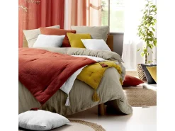 Douceur d'intérieur Ropa De Cama^Juego de sábanas de gasa de algodón 240 x 220 cm Beige