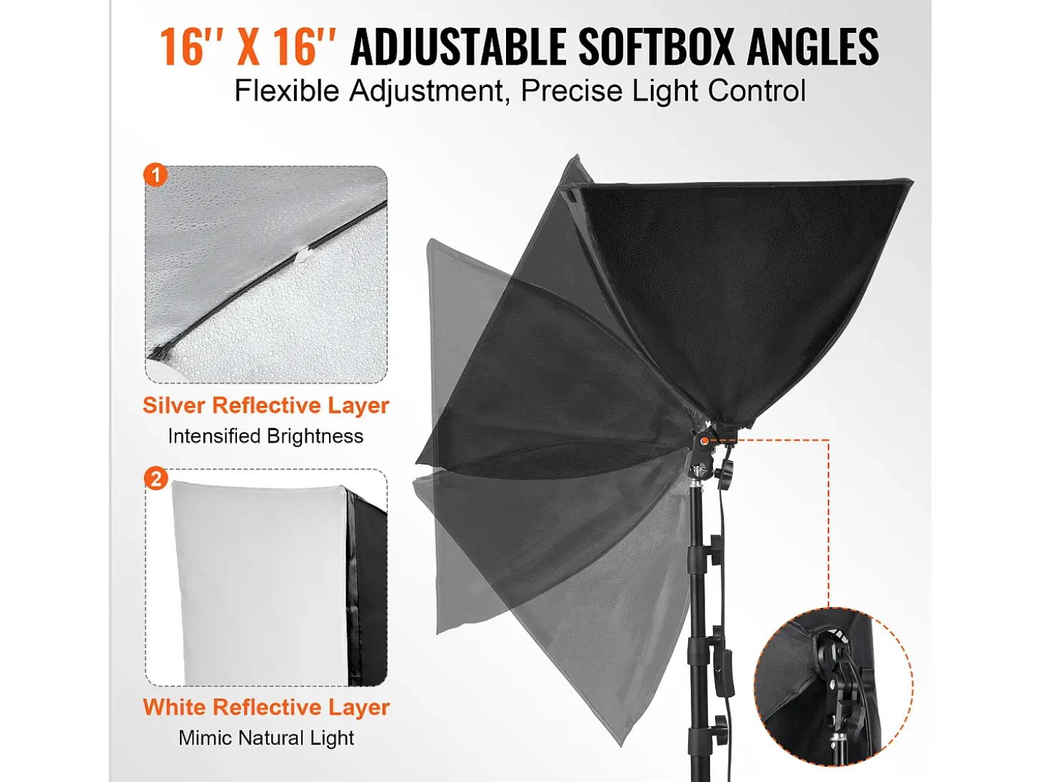 Kit de Iluminación Softbox SucceBuy, 41 x 41 Cm, 3000-6500K Ajustable para la Toma de Fotos