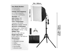 Kit de Iluminación Softbox SucceBuy, 41 x 41 Cm, 3000-6500K Ajustable para la Toma de Fotos