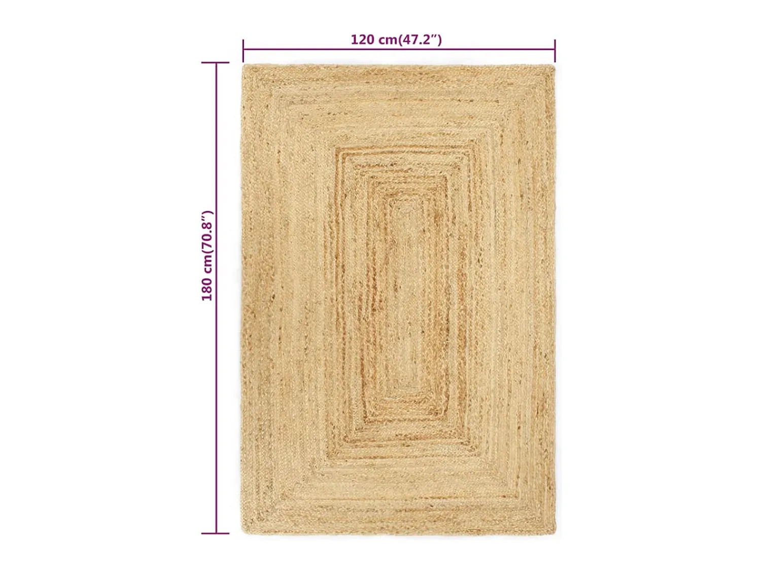Sale Garden Furniture Kylva Alfombra de yute tejida a mano natural 120x180 cm Marru00f3n