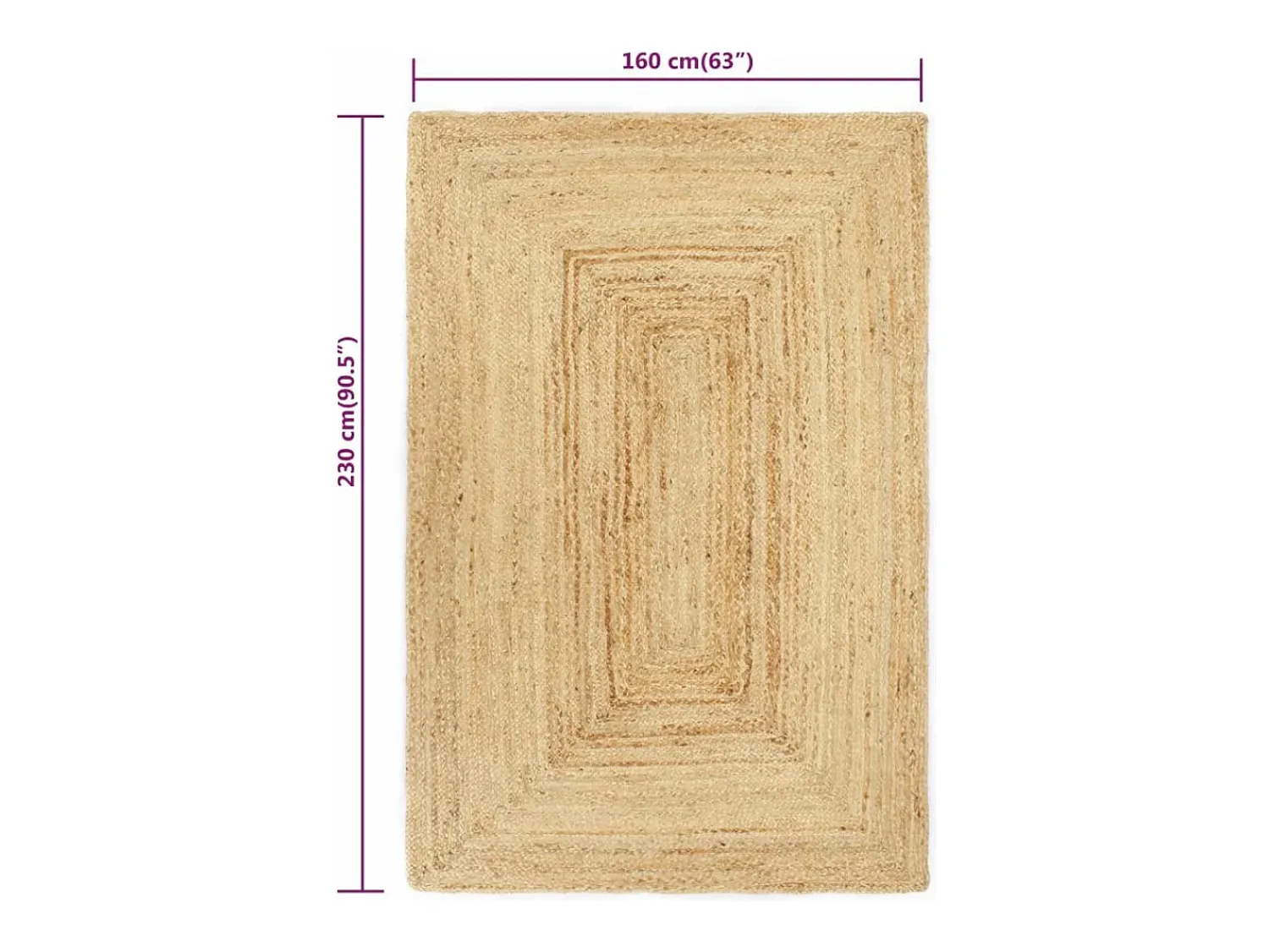 Garden Furniture Alfombra De Salón^Kylva Alfombra de yute tejida a mano natural 160x230 cm Marru00f3n