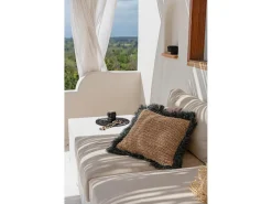 Bazar Bizar Ropa De Casa^La Funda De Cojín De Rafia - Natural Negro - 60x60 Multicolor