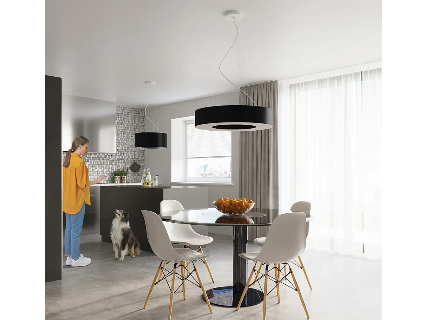 Best Sollux Lighting Lampada a Sospensione Cilindrica Nera 70cm E27 Lámpara colgante cilíndrica Negra 70cm E27 Negro