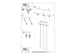 Clearance Sollux Lighting Lampada a sospensione tripla nera, cromata G9 Lámpara colgante triple negra, cromo G9 Gris