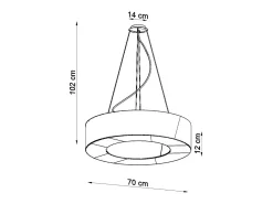 Lampadario Cilindrico Bianco 70cm E27 Lámpara colgante cilíndrica Blanca 70cm E27
