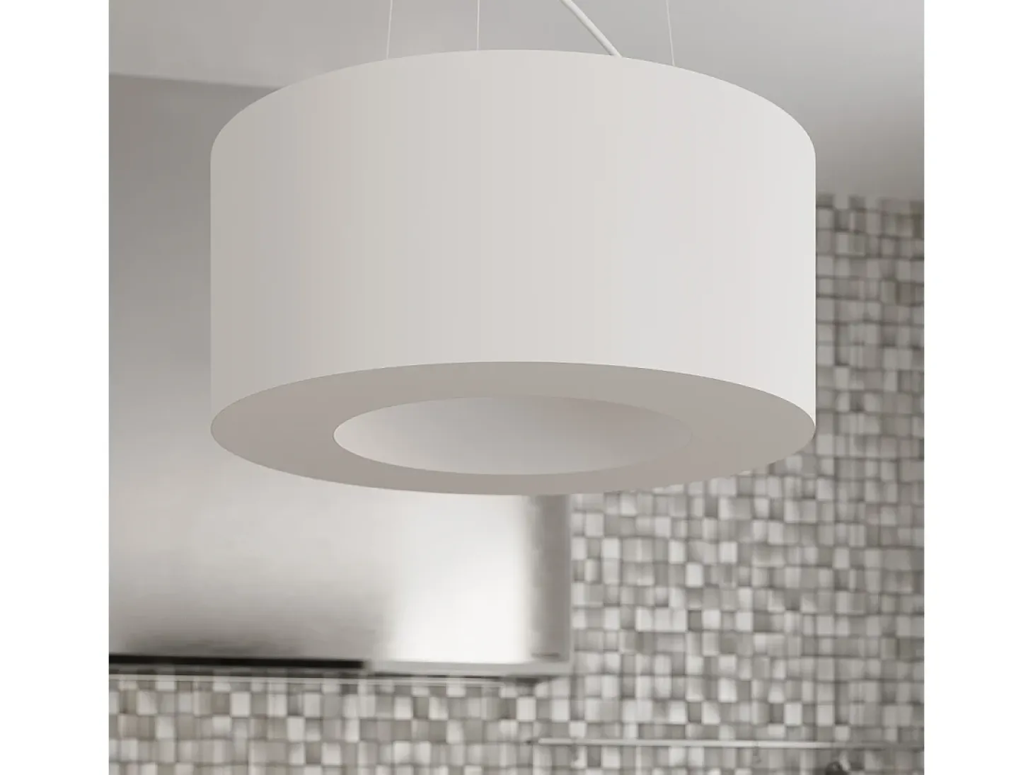 Lampadario Cilindrico Bianco 70cm E27 Lámpara colgante cilíndrica Blanca 70cm E27