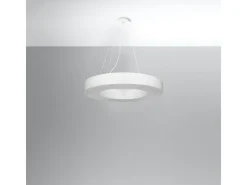 Lampadario Cilindrico Bianco 70cm E27 Lámpara colgante cilíndrica Blanca 70cm E27