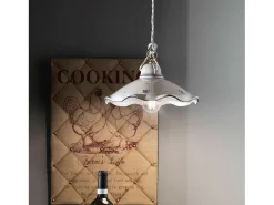 Ferroluce Lámpara Suspendida^Lampadario Classico Belluno Ceramica E Ottone Decorato Filo Blu 1 Luce E27 Azul