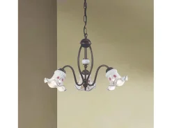 Ferroluce Lámpara Suspendida^Lampadario Classico Chieti Metallo E Ceramica Nero Sfumato Rame 3 Luci E14 Cobrizo