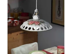 Ferroluce Lámpara Suspendida^Lampadario Classico Napoli Ceramica E Ottone Satinato Decorato 1 Luce E27 Verde