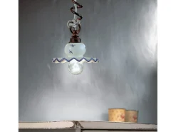 Ferroluce Lámpara Suspendida^Lampadario Classico Roma Metallo E Ceramica Nero Sfumato Rame 1 Luce E14 Negro