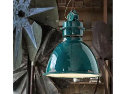 New Ferroluce Lampadario Industrial Ferro E Ceramica Vintage 1 Luce E27 50Cm Verde
