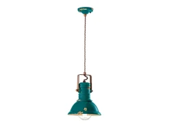 Sale Ferroluce Lampadario Industrial Ferro E Ceramica Vintage 1 Luce E27 23Cm Verde