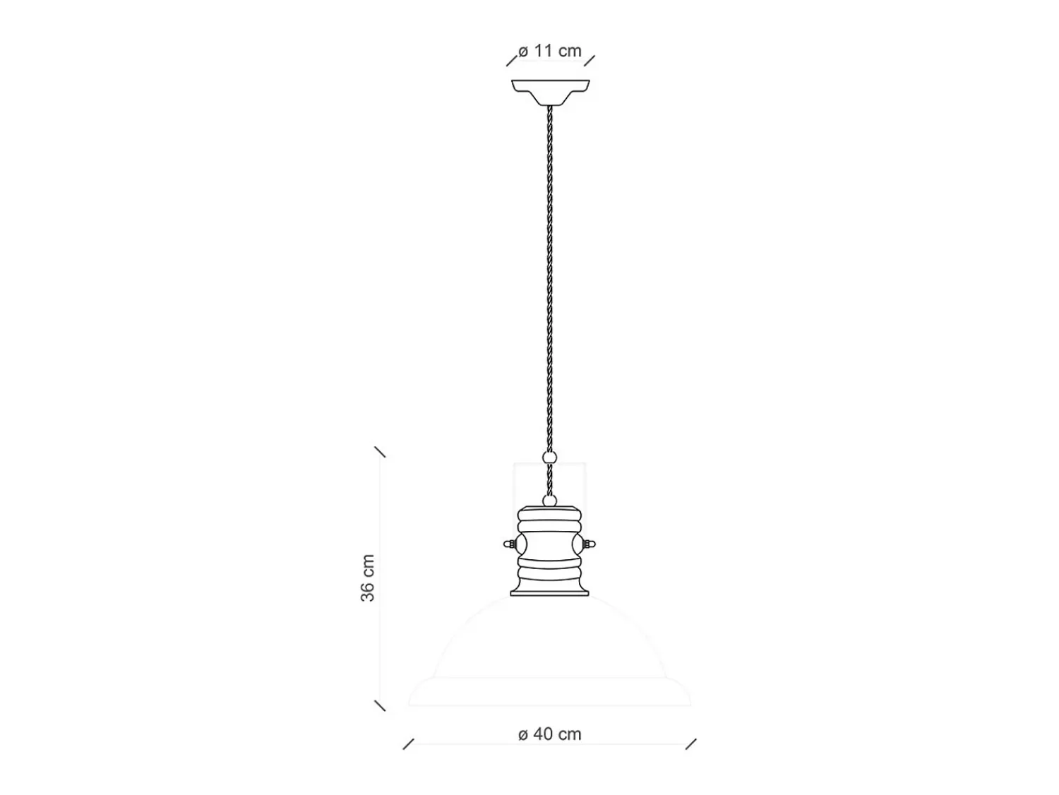 Ferroluce Lámpara Suspendida^Lampadario Industrial Ferro E Ceramica Vintage 1 Luce E27 40Cm Verde