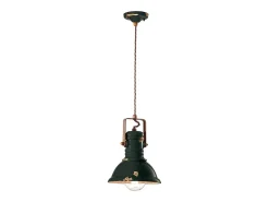 Ferroluce Lampadario Industrial Ferro E Ceramica Vintage Nero 1 Luce E27 23Cm Negro