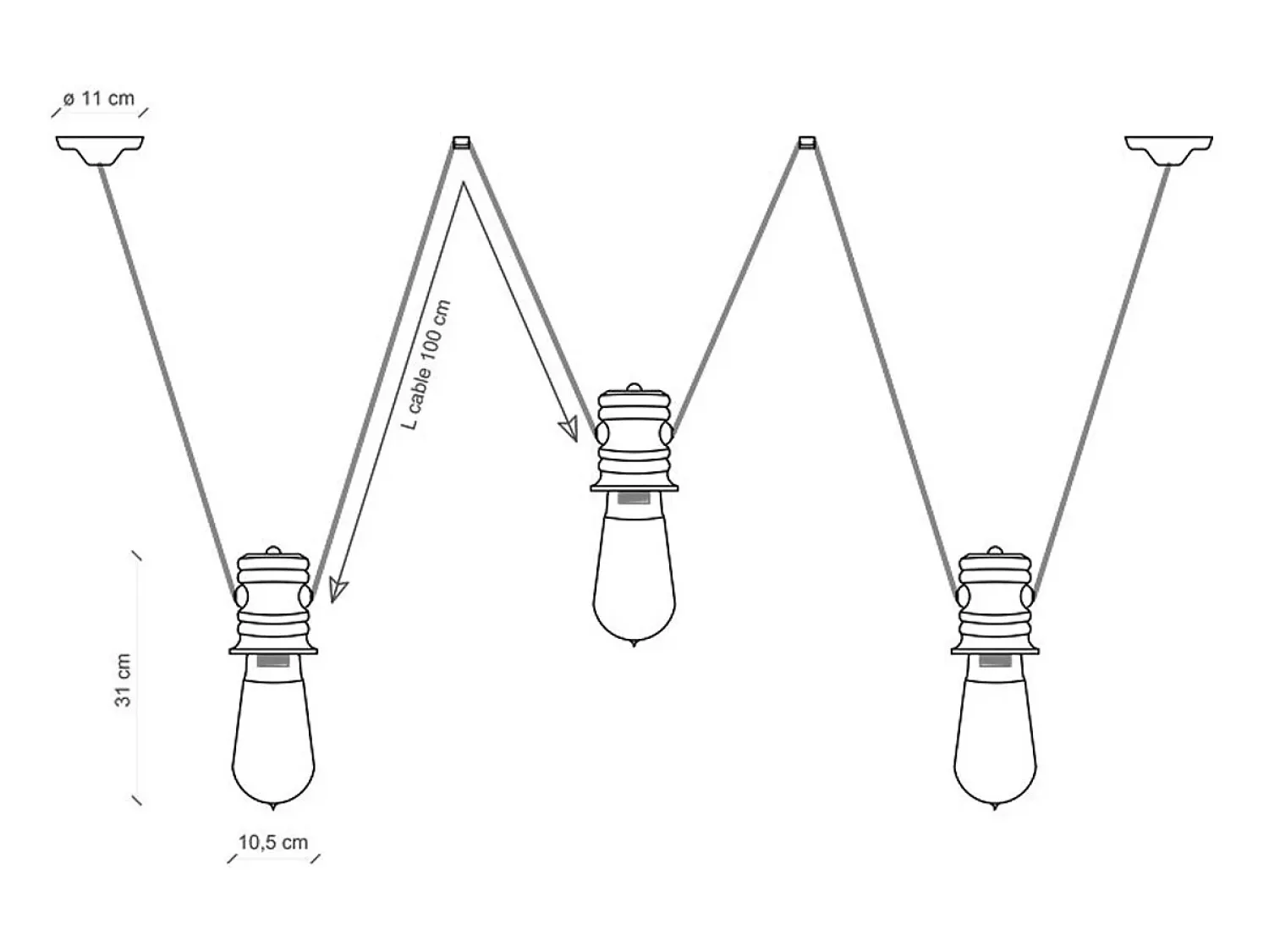Sale Ferroluce Lampadario Industrial Minimal Urban Ferro E Ceramica Vintage Bianco 3 Luci E27 Blanco