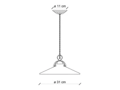 Lampadario Industrial Minimal B&W Metallo Smaltato Bianco 1 Luce E27 31Cm