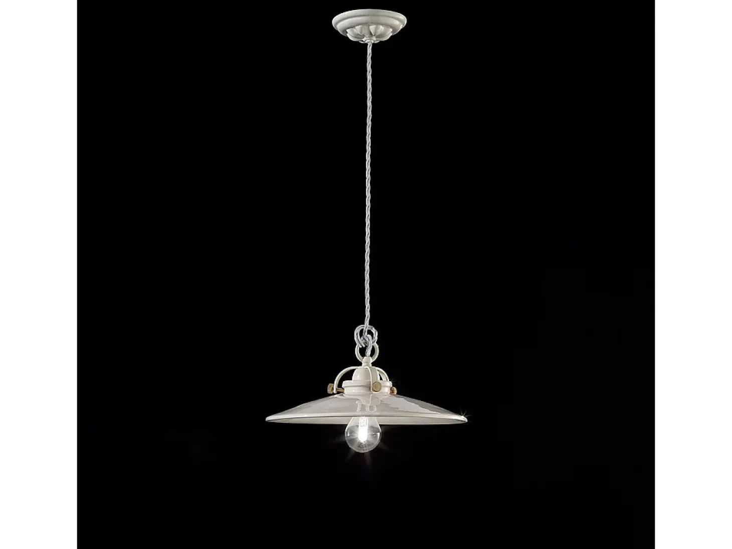 Lampadario Industrial Minimal B&W Metallo Smaltato Bianco 1 Luce E27 31Cm