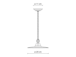 Ferroluce Lámpara Suspendida^Lampadario Industrial Potenza Ferro E Ceramica Nero Diam. 25Cm 1 Luce E27 Negro