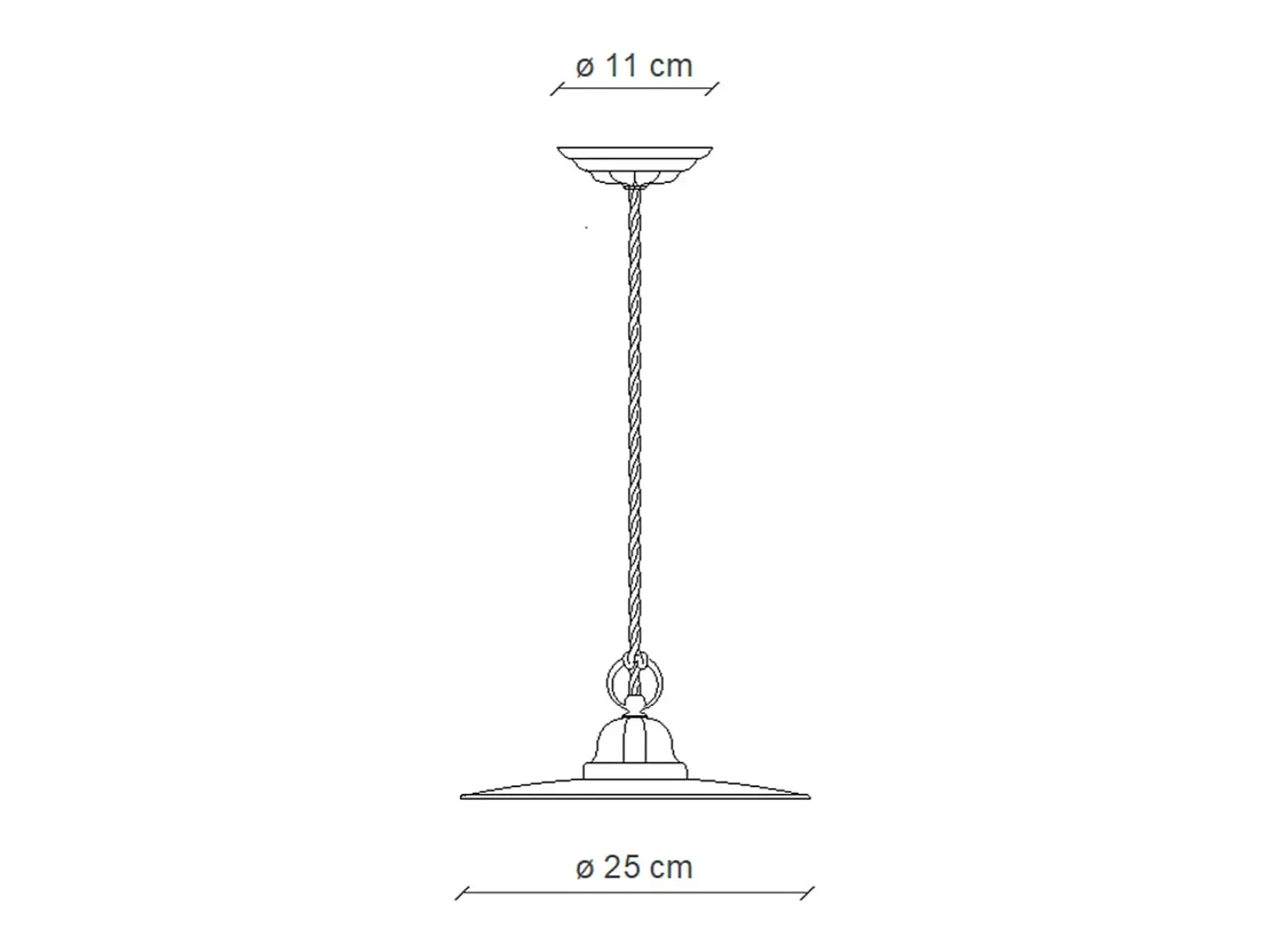 Ferroluce Lámpara Suspendida^Lampadario Industrial Potenza Ferro E Ceramica Nero Diam. 25Cm 1 Luce E27 Negro