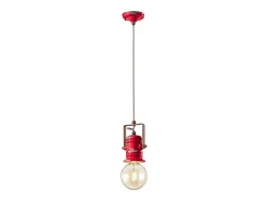 Discount Ferroluce Lampadario Industrial Urban Ferro E Ceramica Vintage Rosso 1 Luce E27 19Cm Rojo