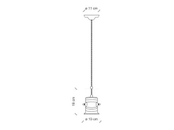 Ferroluce Lámpara Suspendida^Lampadario Industrial Urban Ferro E Ceramica Vintage Nero 1 Luce E27 19Cm Negro