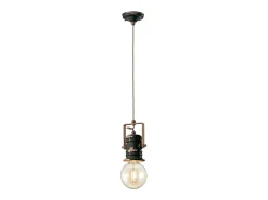 Ferroluce Lámpara Suspendida^Lampadario Industrial Urban Ferro E Ceramica Vintage Nero 1 Luce E27 19Cm Negro