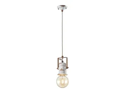 Lampadario Industrial Urban Ferro Ceramica Vintage Bianco 1 Luce E27 19Cm