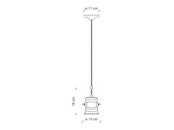 Lampadario Industrial Urban Ferro Ceramica Vintage Bianco 1 Luce E27 19Cm