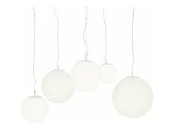 Best Maytoni Lampadario Minimal Basic Form In Metallo Bianco 5 Luci Con Diffusori In Vetro Dorado