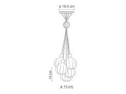 Lampadario Mix Vintage Decò Afoxe' Alluminio Ceramica Vetro 6 Luci E14