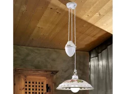 Online Ferroluce Lampadario Saliscendi Classico Napoli Ceramica E Ottone Satinato 1 Luce E27 Verde