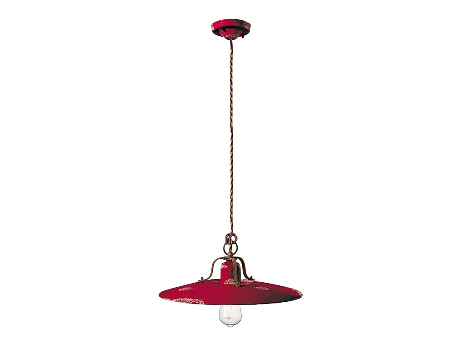 Discount Ferroluce Lampadario Vintage Country Ferro E Ceramica Bordeaux 1 Luce E27 Granate
