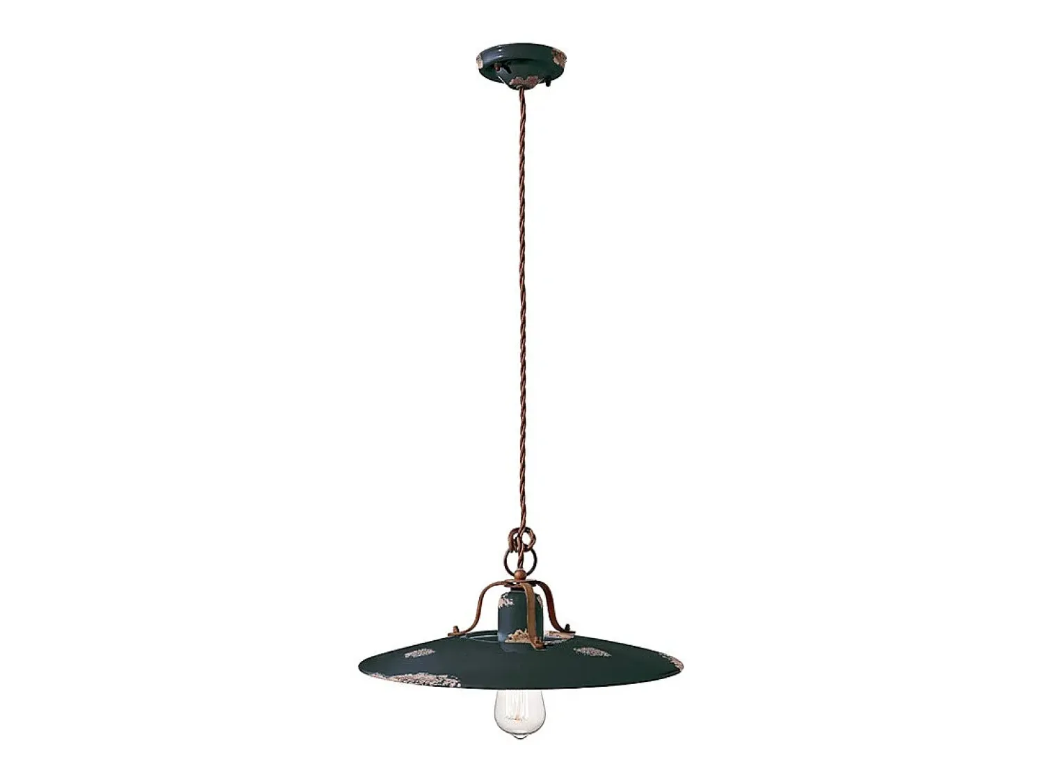 Ferroluce Lámpara Suspendida^Lampadario Vintage Country Ferro E Ceramica Nero 1 Luce E27 Negro