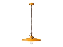 Ferroluce Lámpara Suspendida^Lampadario Vintage Country Ferro E Ceramica Giallo 1 Luce E27 Amarillo