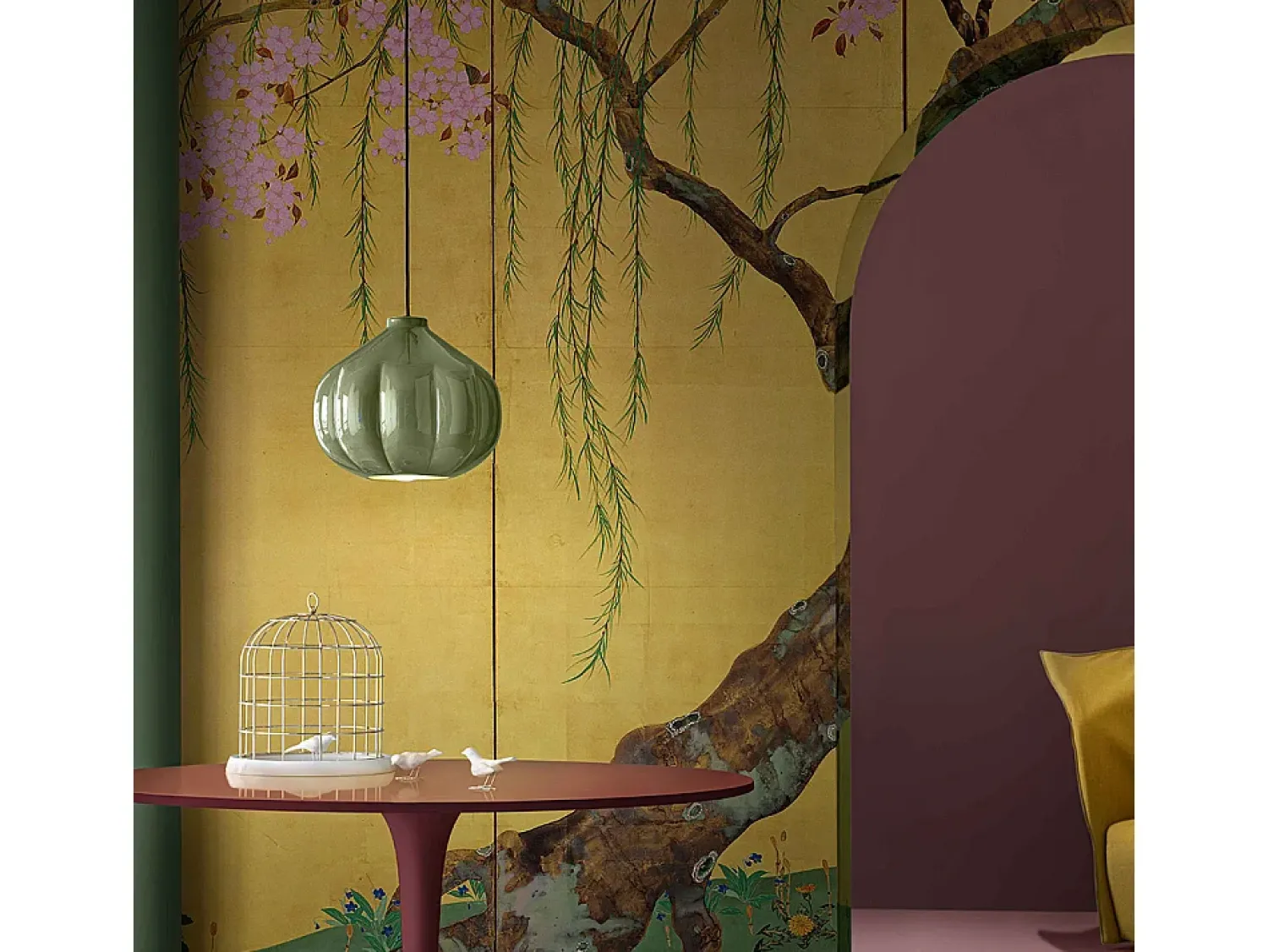 Ferroluce Lámpara Suspendida^Lampadario Vintage Decò Afoxe' Ceramica Salvia 1 Luce E27 Verde