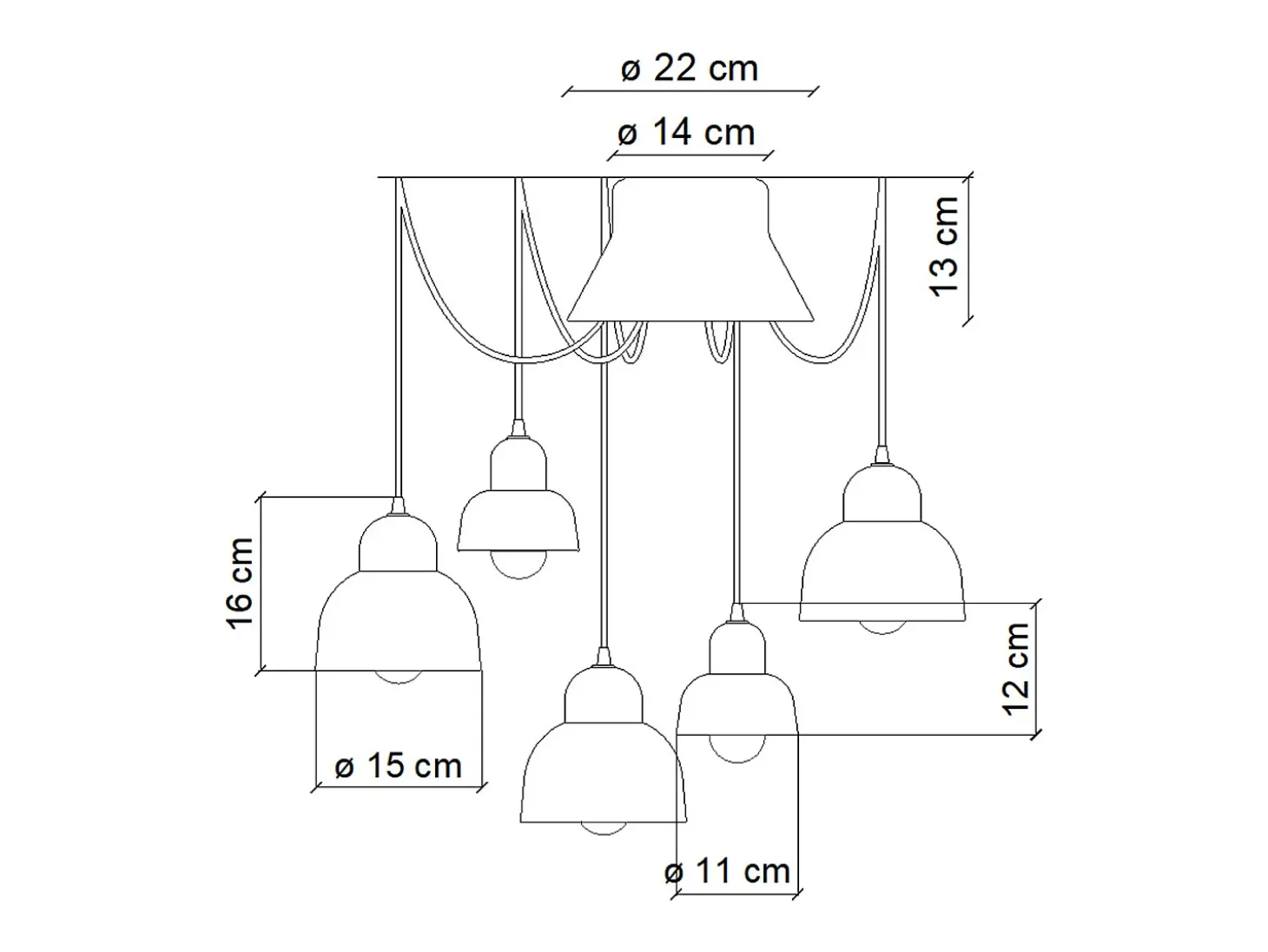 Lampadario Vintage Decò Berimbau Ceramica 3 Luci E27