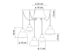 Lampadario Vintage Decò Berimbau Mix Ceramica 3 Luci E27