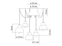 Clearance Ferroluce Lampadario Vintage Decò Berimbau Ceramica Salvia 3 Luci E27 Verde