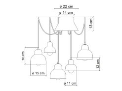 Lampadario Vintage Decò Berimbau Ceramica Marrone Moka 3 Luci E27