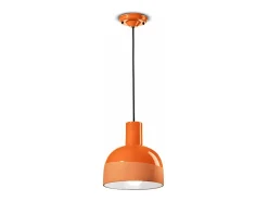 Ferroluce Lampadario Vintage Decò Caxixi Ceramica Arancio Pesca 1 Luce E27 Naranja