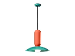 Lampadario Vintage Decò Pau Ceramica Turchese E Arancio Pokè 1 Luce E27