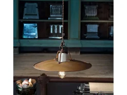 Ferroluce Lámpara Suspendida^Lampadario Vintage Grunge Ferro E Ceramica Craquele' 1 Luce E27 40Cm Marru00f3n chocolate