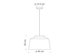 Lampadario Vintage 50'S Ferro E Ceramica Smaltato Nero 1 Luce E27 40Cm